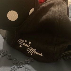 Minnie Mouse Black Baseball Hat with Polk a Dot Ears and Red Bow